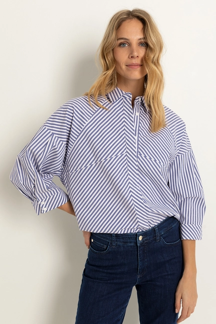 Blouse met diagonale strepen