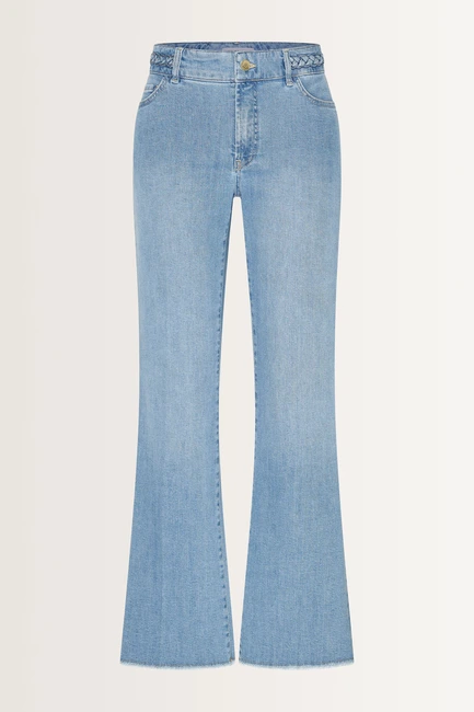 Flared denim jeans gevlochten detail