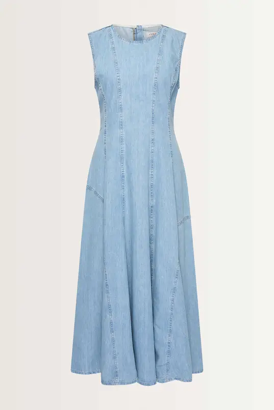 Mouwloze jurk van denim