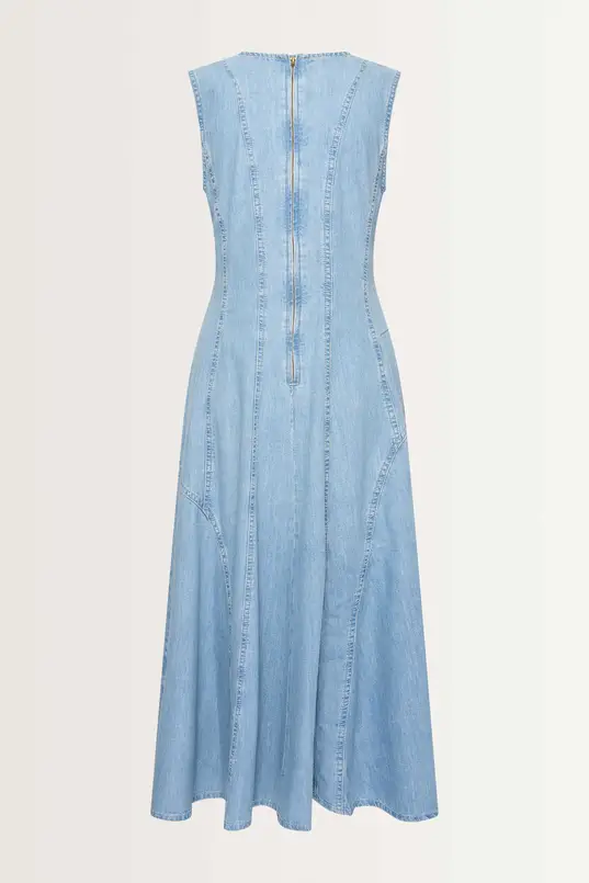Mouwloze jurk van denim